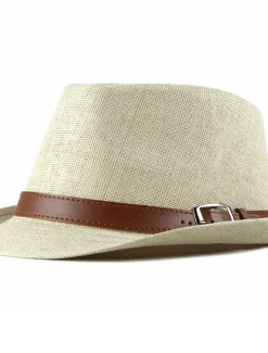 Best OUKU Men's Kentucky Derby Hat Straw Hat Sun Hat Panama Hat Fedora Trilby Hat Black White Straw Braided Simple 1920s Fashion Holiday Street Dailywear Weekend Pure Color Portable Comfort Breathable Fashion