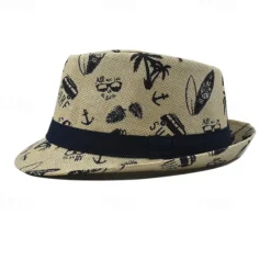 Discount OUKU Men's Kentucky Derby Hat Sun Hat Party Hat Dress Hat White khaki Cotton Fashion Casual Street Daily Coconut Tree Sunscreen Breathable