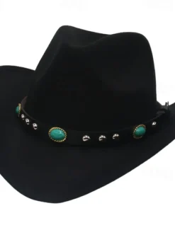 Outlet OUKU Men's Kentucky Derby Hat Sun Hat Cowboy Hat Fedora Trilby Hat Black Red Woolen Vintage Style Fashion 18th Century State of Texas Daily Theme Party Solid / Plain Color Sunscreen Cosplay