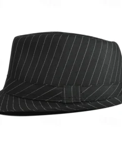 Sale OUKU Men's Kentucky Derby Hat Sun Hat Party Hat Dress Hat Black White Cotton Fashion Casual Street Daily Stripes Sunscreen Breathable