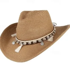 OUKU Men's Kentucky Derby Hat Sun Hat Party Hat Black White Polyester Tassel Fashion Casual Street Daily Plain Sunscreen Breathable