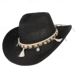 OUKU Men's Kentucky Derby Hat Sun Hat Party Hat Black White Polyester Tassel Fashion Casual Street Daily Plain Sunscreen Breathable