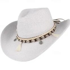 OUKU Men's Kentucky Derby Hat Sun Hat Party Hat Black White Polyester Tassel Fashion Casual Street Daily Plain Sunscreen Breathable