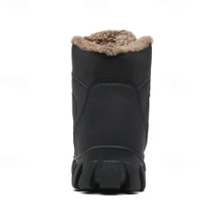 Hot OUKU Men's Khaki Winter Hiking Boots – Fur-Lined Warm Outdoor Boots with Durable Non-Slip Sole for Cold Weather