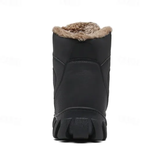 Hot OUKU Men's Khaki Winter Hiking Boots – Fur-Lined Warm Outdoor Boots with Durable Non-Slip Sole for Cold Weather