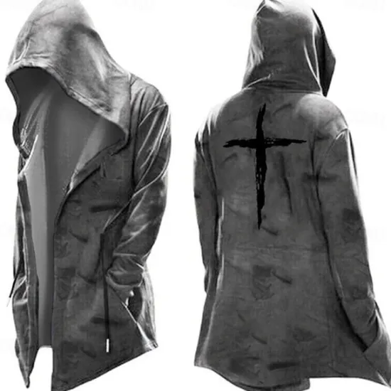 Discount OUKU Men's Knights Templar Graphic Prints Cross Hoodie Hoodies Sweatshirt Streetwear Basic Long Sleeve Hooded Sports & Outdoor Daily Going out Black Yellow Pocket Print Fall & Winter Designer