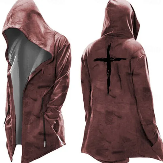 Discount OUKU Men's Knights Templar Graphic Prints Cross Hoodie Hoodies Sweatshirt Streetwear Basic Long Sleeve Hooded Sports & Outdoor Daily Going out Black Yellow Pocket Print Fall & Winter Designer