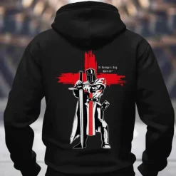 Best OUKU Men's Knights Templar Hoodies Sweatshirt Fashion Long Sleeve Crew Neck Holiday Streetwear Black Red Drawstring Fall Winter Designer
