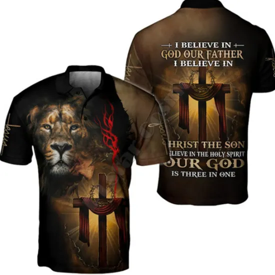Online OUKU Men's Knights Templar Polo Shirts Golf Shirt Short Sleeve Polo Shirts Collared Shirts Vintage Casual Vacation Wear Festival Wear Party Outfits Buttons 3D Print Black-White Black White