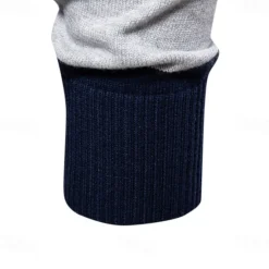 Hot OUKU Men's Knit Color Block Half Zip Knitwear Elegant Christmas Gifts Home Clothing Apparel Fall Winter Navy Blue Orange S M L