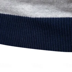 Hot OUKU Men's Knit Color Block Half Zip Knitwear Elegant Christmas Gifts Home Clothing Apparel Fall Winter Navy Blue Orange S M L