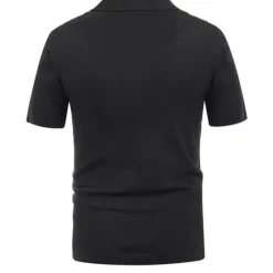 Online OUKU Men's Knit Polo Sweater Golf Shirt Causal Polo Collar Button Short Sleeves Vintage Style Old Money Style Stripe Button Front Summer Spring Black Brown Dark Blue Knit Polo Sweater