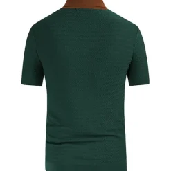 Best OUKU Men's Knit Polo Sweater Polo Shirt Street Casual Button Classic Short Sleeve Fashion Casual Graphic Striped Button Front Summer Spring Fall Regular Fit Navy Blue Green Khaki Knit Polo Sweater