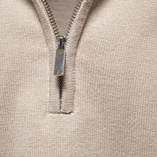 Sale OUKU Men's Knit Solid Color Half Zip Knitwear Elegant Christmas Gifts Home Clothing Apparel Fall Winter Light Grey Beige S M L