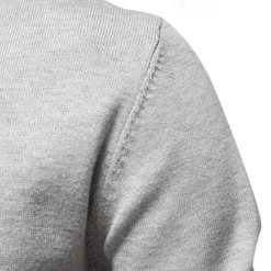 Sale OUKU Men's Knit Solid Color Half Zip Knitwear Elegant Christmas Gifts Home Clothing Apparel Fall Winter S M L Light Grey