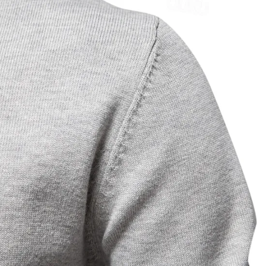 Sale OUKU Men's Knit Solid Color Half Zip Knitwear Elegant Christmas Gifts Home Clothing Apparel Fall Winter S M L Light Grey
