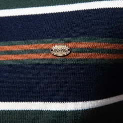 Outlet OUKU Men's Knit Striped Half Zip Knitwear Elegant Christmas Gifts Home Clothing Apparel Bishop Sleeve Fall Winter Navy Blue Dark Green S M L