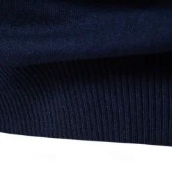 Outlet OUKU Men's Knit Striped Half Zip Knitwear Elegant Christmas Gifts Home Clothing Apparel Bishop Sleeve Fall Winter Navy Blue Dark Green S M L