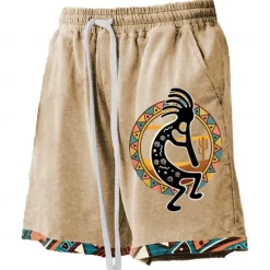 Sale OUKU Men's Kokopelli Board Shorts Swim Shorts Swim Trunks Mid Waist Hawaiian Ethnic Casual Holiday Beach Drawstring with Mesh lining Elastic Waist Designer Clothing Apparel