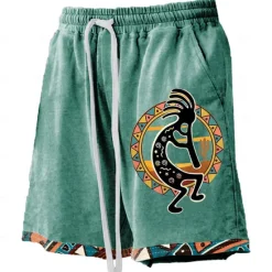 Sale OUKU Men's Kokopelli Board Shorts Swim Shorts Swim Trunks Mid Waist Hawaiian Ethnic Casual Holiday Beach Drawstring with Mesh lining Elastic Waist Designer Clothing Apparel