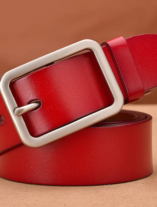 Online OUKU Men's Leather Belt Casual Belt Black Red Dermis Retro Traditional Plain Daily Wear Going out Weekend