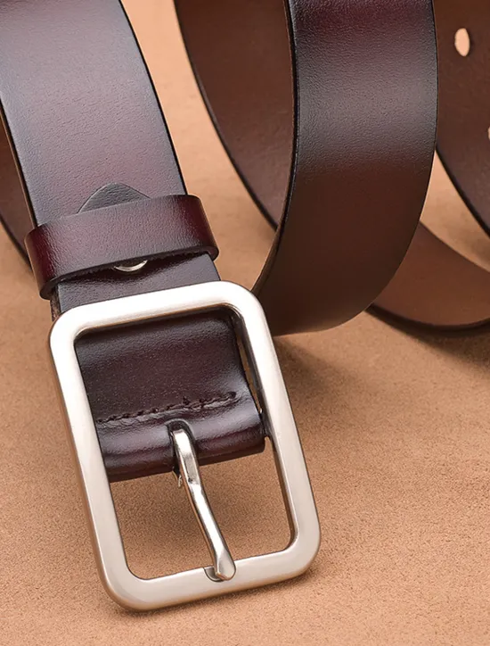 Online OUKU Men's Leather Belt Casual Belt Black Red Dermis Retro Traditional Plain Daily Wear Going out Weekend