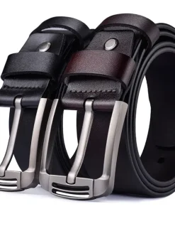 Clearance OUKU Men's Leather Belt Classic Jean Belt Black Coffee Dermis Retro Traditional Plain Daily Wear Going out Weekend