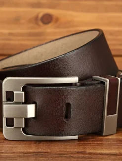New OUKU Men's Leather Belt Classic Jean Belt Black Coffee Dermis Retro Traditional Plain Daily Wear Going out Weekend