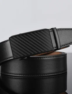 Outlet OUKU Men's Leather Belt 35mm Wide Ratchet Belt Dress Belt Black Cowhide Stylish Casual Gentleman Plain Meet Almost Any Occasion and Outfit