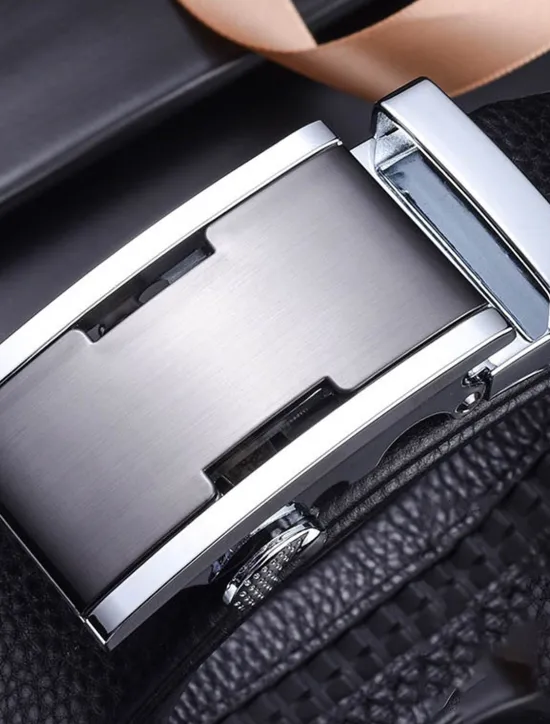 New OUKU Men's Leather Belt Ratchet Belt Silver Gold Dermis Retro Traditional Plain Daily Wear Going out Weekend