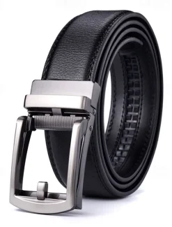 Online OUKU Men's Leather Belt Ratchet Belt Black Coffee Dermis Retro Traditional Plain Daily Wear Going out Weekend