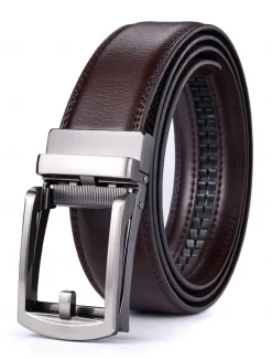 Online OUKU Men's Leather Belt Ratchet Belt Black Coffee Dermis Retro Traditional Plain Daily Wear Going out Weekend