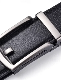 Online OUKU Men's Leather Belt Ratchet Belt Black Coffee Dermis Retro Traditional Plain Daily Wear Going out Weekend