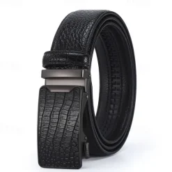 OUKU Men's Leather Belt Tactical Belt Black 1# Black 2# Cowhide Plain Daily Wear Going out Weekend