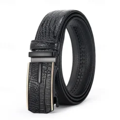 OUKU Men's Leather Belt Tactical Belt Black 1# Black 2# Cowhide Plain Daily Wear Going out Weekend