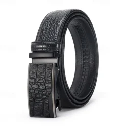 OUKU Men's Leather Belt Tactical Belt Black 1# Black 2# Cowhide Plain Daily Wear Going out Weekend