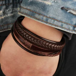 Best OUKU Men's Leather Bracelet Classic Imagine Stylish Simple Ethnic Fashion Casual / Sporty Leatherette Bracelet Jewelry Black / Brown For School Gift Daily Prom Festival