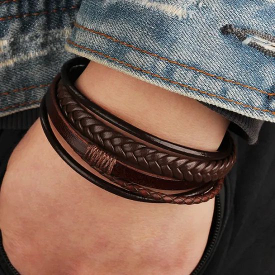 Best OUKU Men's Leather Bracelet Classic Imagine Stylish Simple Ethnic Fashion Casual / Sporty Leatherette Bracelet Jewelry Black / Brown For School Gift Daily Prom Festival