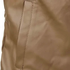 Sale OUKU Men's Leather Jacket Casual Jacket Biker Jacket Daily Vacation Windproof Warm Pocket Fall & Winter Plain Fashion Classic Stand Collar Regular Faux Leather Black Brown Jacket