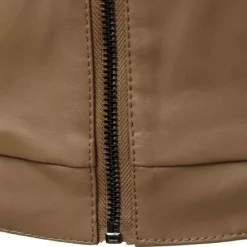 Sale OUKU Men's Leather Jacket Casual Jacket Biker Jacket Daily Vacation Windproof Warm Pocket Fall & Winter Plain Fashion Classic Stand Collar Regular Faux Leather Black Brown Jacket