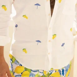 Discount OUKU Men's Lemon Shirt Summer Hawaiian Shirt Aloha Shirt Long Sleeve Shirt Turndown Tropical Fashion Streetwear Street Casual Hawaiian S M L White