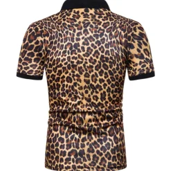 Best OUKU Men's Leopard Polo Shirts Golf Shirt Short Sleeve Polo Shirts Collared Shirts Casual Streetwear Vacation Wear Buttons 3D Print White Yellow Navy Blue