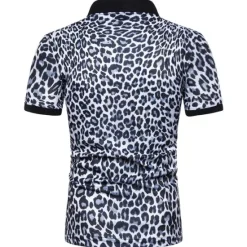 Best OUKU Men's Leopard Polo Shirts Golf Shirt Short Sleeve Polo Shirts Collared Shirts Casual Streetwear Vacation Wear Buttons 3D Print White Yellow Navy Blue