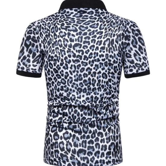 Best OUKU Men's Leopard Polo Shirts Golf Shirt Short Sleeve Polo Shirts Collared Shirts Casual Streetwear Vacation Wear Buttons 3D Print White Yellow Navy Blue
