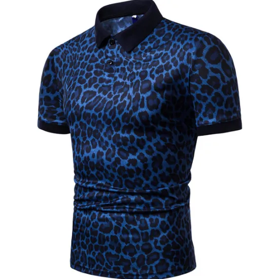 Best OUKU Men's Leopard Polo Shirts Golf Shirt Short Sleeve Polo Shirts Collared Shirts Casual Streetwear Vacation Wear Buttons 3D Print White Yellow Navy Blue