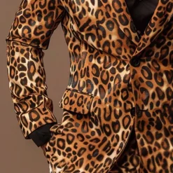 OUKU Men's Leopard Print Long Sleeve Turndown Artistic Casual Outdoor Street Daily Buttons 3D Print Multi Pocket Orange
