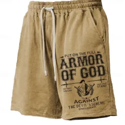 Sale OUKU Men's Letter Cross Armor of God Board Shorts Swim Shorts Swim Trunks Mid Waist Hawaiian Casual Holiday Beach Drawstring with Mesh lining Elastic Waist Designer Clothing Apparel