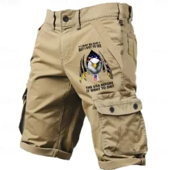 OUKU Men's Letter Eagle American Flag Cargo Shorts Mid Waist Sports Fashion Designer Outdoor Sports Outdoor Casual 6 Pocket Designer Clothing Apparel