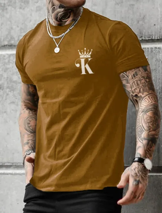 Sale OUKU Men's Letter Graphic Prints T Shirt Graphic Tee Cotton Short Sleeves Graphic Shirt Black Army Green Dark Blue Comfortable Tee Vacation Street Fashion Designer Clothing