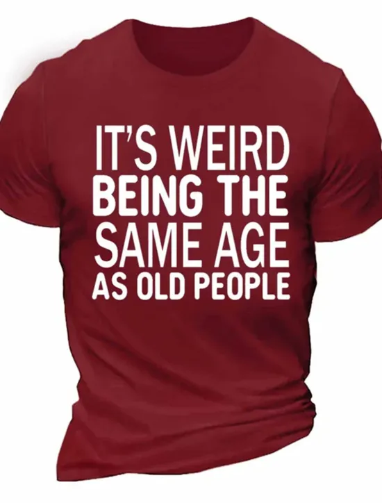 New OUKU Men's Letter Graphic Prints Old People T Shirt Graphic Tee Cotton Short Sleeves Graphic Shirt White Wine Red Comfortable Tee Vacation Street Fashion Designer Clothing